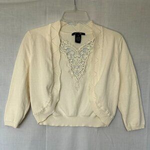 89th & Madison Creme-colored Cropped Cardigan Sweater, size M